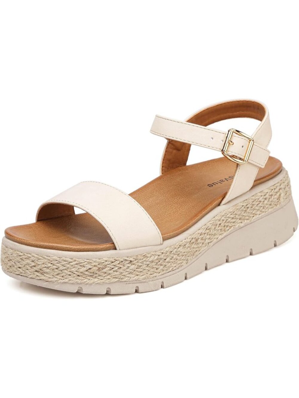 Women's Platform Espadrille Wedge Sandals Ankle Strap A Beige Open Toe Sandals